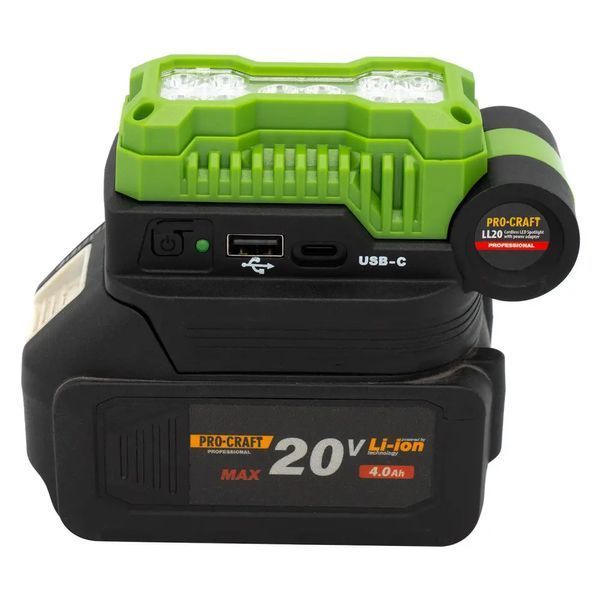 Комплект Procraft LL18 + LL20 &mdash; 2 LED-ліхтарі 20 В, 300 + 500 Лм, USB Type-A/Type-C, без АКБ 7261075 фото