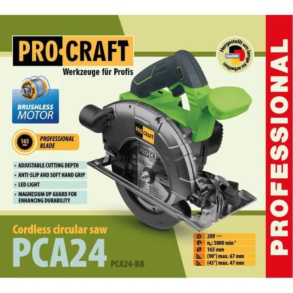 Аккумуляторная дисковая пила Procraft PCA24 (без АКБ и зар. устр.) бесщеточная 7365506 фото