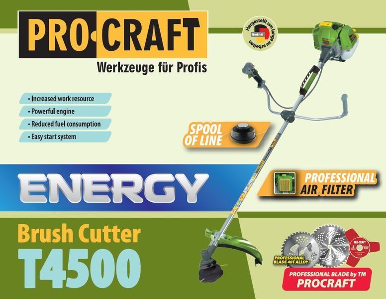 Коса бензиновая Procraft T4500 (43 см&sup3;) ENERGY 1783092 фото