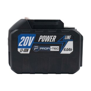 Акумуляторна батарея PROFI-TEC PT2060HE POWERLine (20 В / 6.0 Аг, високострумова, з індикатором) 6728459 фото