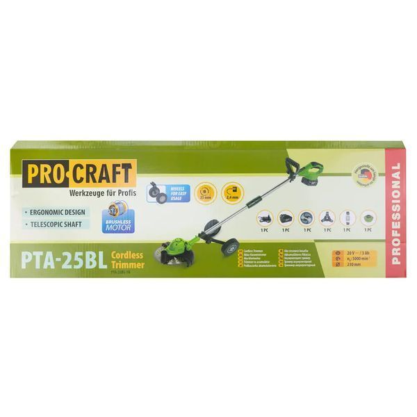 Акумуляторна коса Procraft PTA25BL (1 АКБ, безщітковий двигун) 1021225 фото