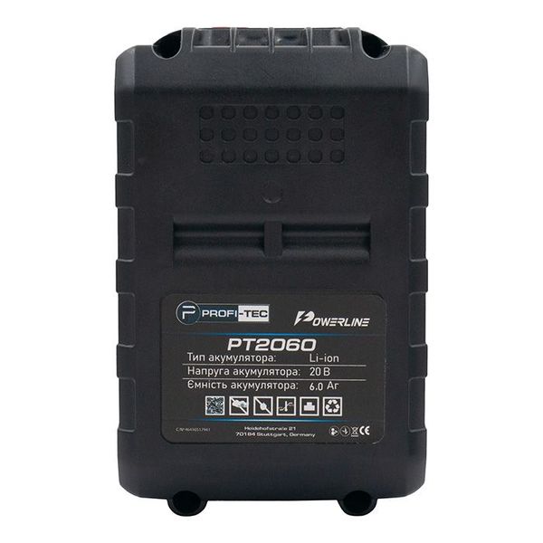 Аккумуляторная батарея PROFI-TEC PT2060HE POWERLine (20 В/6.0 Ач, высокоточная, с индикатором) 6728459 фото