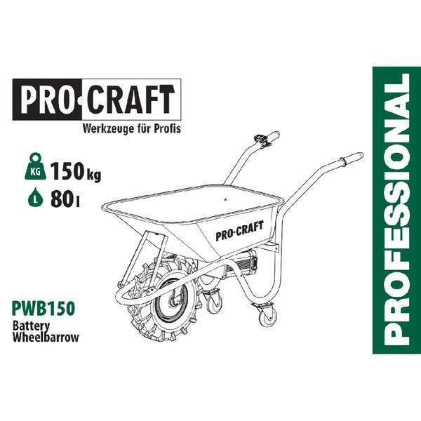 Акумуляторна тачка будівельна Procraft PWB150 2839459 фото