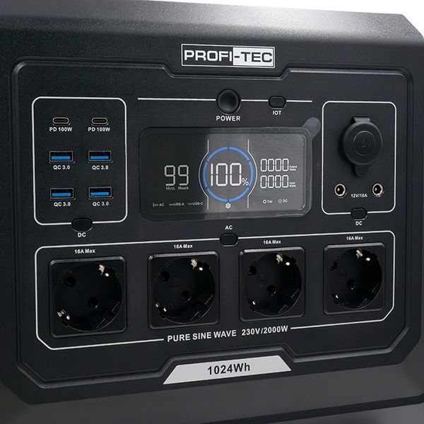 Портативная зарядная станция PROFI-TEC PPS2000 LiFePO4 2000/4500 Вт, батарея 1024 Вт&middot;ч 9247360 фото