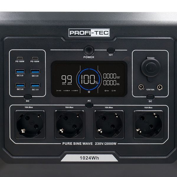 Портативная зарядная станция PROFI-TEC PPS2000 LiFePO4 2000/4500 Вт, батарея 1024 Вт&middot;ч 9247360 фото