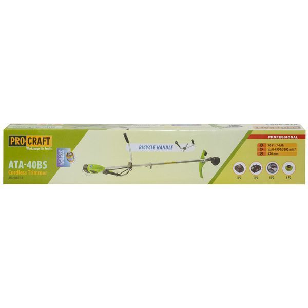 Аккумуляторный триммер Procraft ATA40BS UNIVERSAL &mdash; 40 В, Brushless, 420 мм, АКБ 20/40 4 А&middot;ч, разборная штанга 1472744 фото