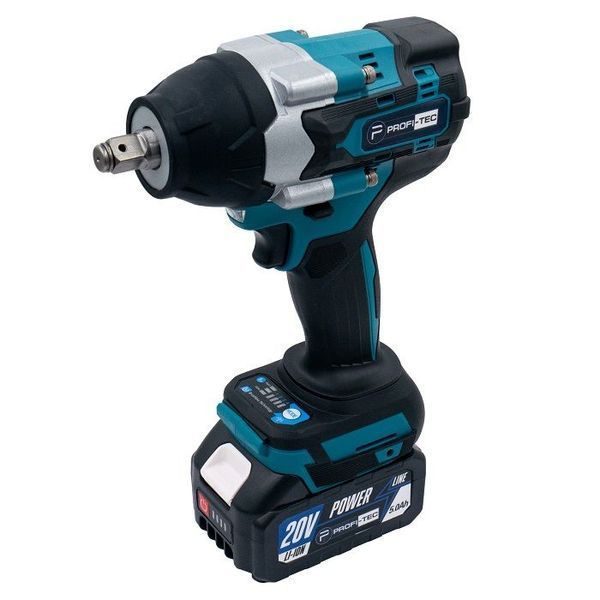 Аккумуляторный ударный гайковерт PROFI-TEC DTW800BL (20 В, бесщеточный двигатель, 700 Нм, хвостовик 1/2&rdquo;) 1&times;PT2040MP (4.0 Ач), ЗУ BC20V, КЕЙС 4588692 фото