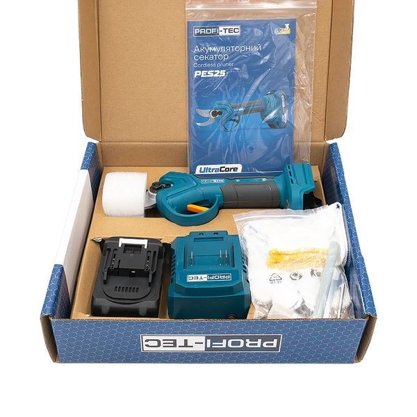 Аккумуляторный секатор PROFI-TEC PES25 UltraCore (1&times;PT2020MP (2.0 Ач), зарядное устройство) 9944483 фото