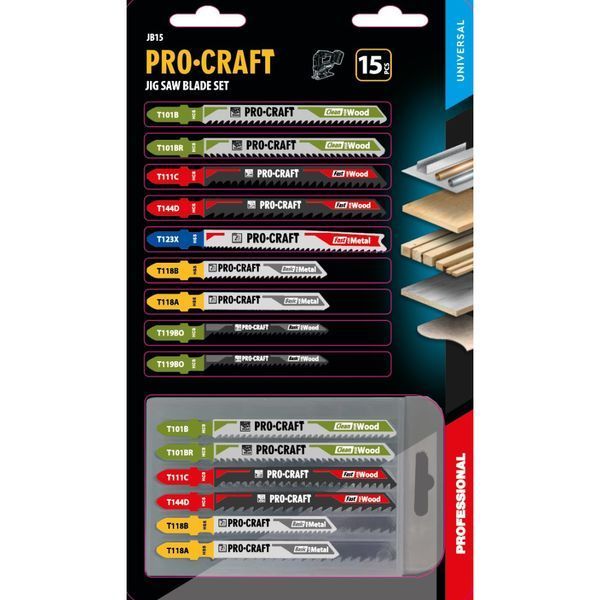 Набір пилок для лобзика Procraft JB15 Universal 5875288 фото