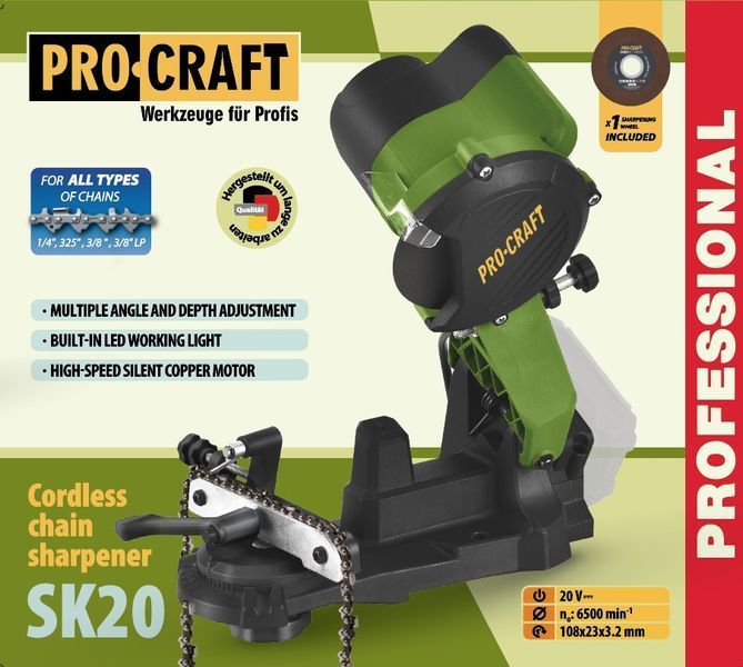 Машинка для заточки ланцюгів акум. Procraft SK20 (без АКБ та зар. прист.) 9025157 фото