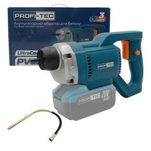 Акумуляторний вібратор для бетону PROFI-TEC PCV1535 &mdash; без АКБ, 20 В, Brushless, 6 швидкостей, армований шланг 35 мм &times; 1.5 м 5842291 фото