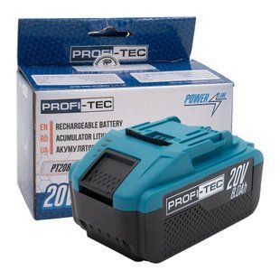 Акумуляторна батарея PROFI-TEC PT2080EP POWERLine (20 В / 8.0 Аг, високострумова, з індикатором) 6418216 фото