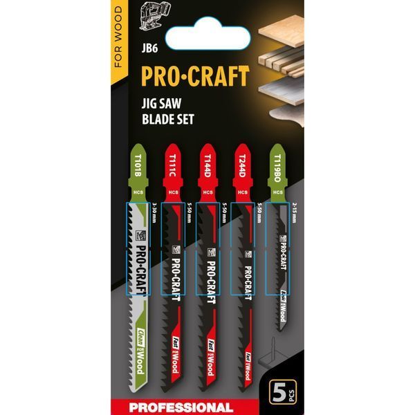Набір пильних полотен для лобзика Procraft JB6 4576394 фото