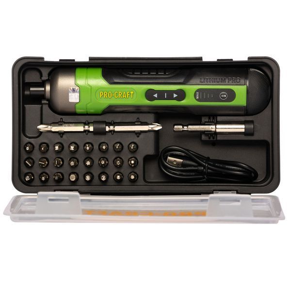 Аккумуляторная отвертка Procraft KS510 &mdash; 3,6 В, USB Type-C, кейс и набор бит 3205684 фото