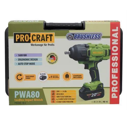 Аккумуляторный гайковерт Procraft PWA80 Кейс (1 АКБ и ЗУ) 3944301 фото