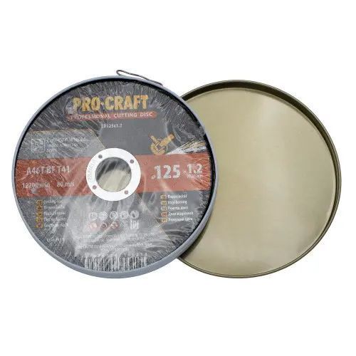 Набір дисків ріжучих чорних по металу Procraft CD125x1.2b UNIVERSAL (у наборі 10 дисків) металева коробка 7443987 фото
