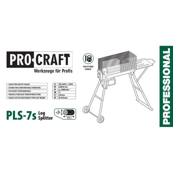 Дровокол Procraft PLS7s (2300 Вт, зусилля 7 тонн) 4101578 фото