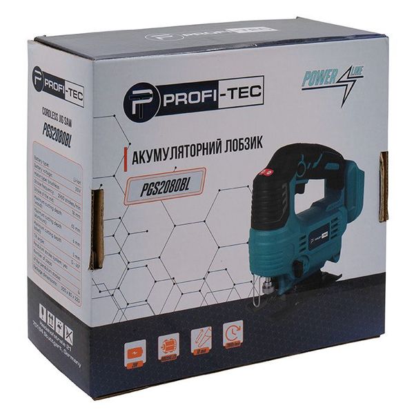 Аккумуляторный лобзик PROFI-TEC PGS2080BL POWERLine (без АКБ и ЗУ) 8160413 фото