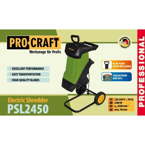 Подрібнювач гілок Procraft PSL2450 (2400 Вт, бак 50 л) 9375770 фото