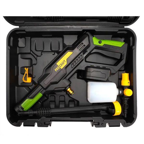 Мийка акумуляторна Procraft CW20 &mdash; 20 В, до 30 бар, безщітковий двигун, насос металевий, без АКБ та ЗП, кейс 2242342 фото