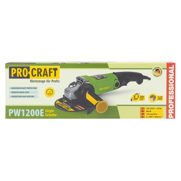 Угловая шлифовальная машина Procraft PW1200E &mdash; 860 Вт, диск 125 мм, регулировка оборотов 5840907 фото