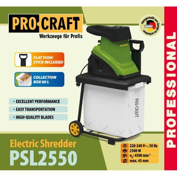 Подрібнювач гілок Procraft PSL2550 (2500 Вт, бак 60 л) 6478374 фото