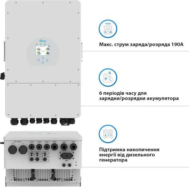 Гібридний інвертор DEYE SUN-8K 8 kW (SUN-8K-SG01LP1-EU) 7335408 фото