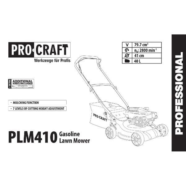 Газонокосарка бензинова Procraft PLM410 (мульчування, 7 рівнів висоти, додатковий ніж) 8167081 фото
