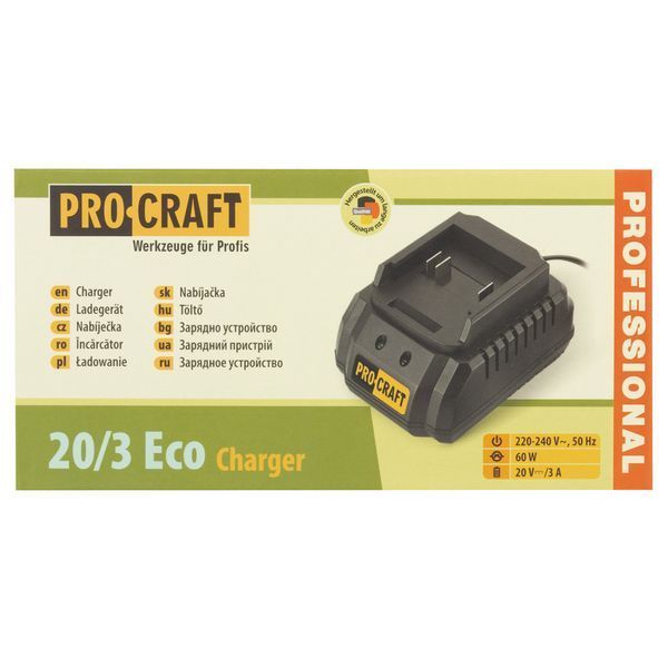 Зарядний пристрій Procraft Charger20/3 ECO &mdash; 20 В, 3 А, 60 Вт, активне охолодження 8234437 фото