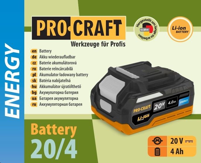 Аккумуляторная батарея Procraft Battery20/4 4 Аг Energy 7769289 фото