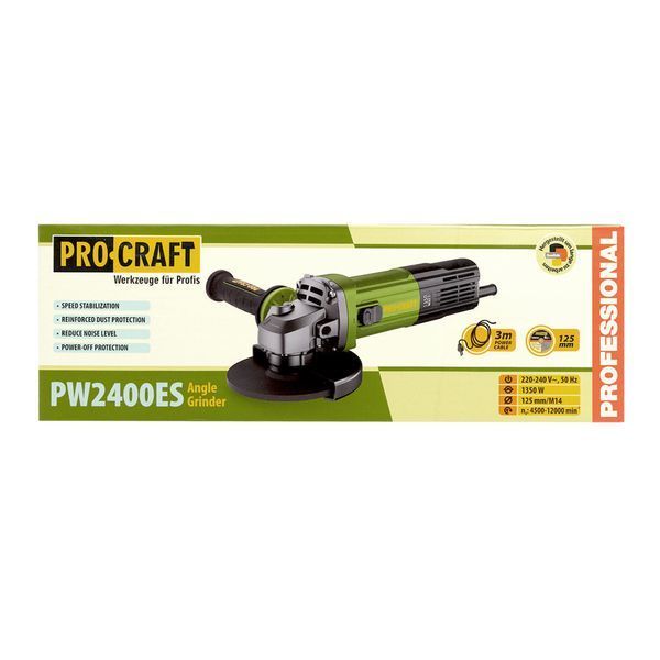 Кутошліфувальна машина Procraft PW2400ES &mdash; 1350 Вт, диск 125 мм, регулювання та стабілізація обертів 0442913 фото