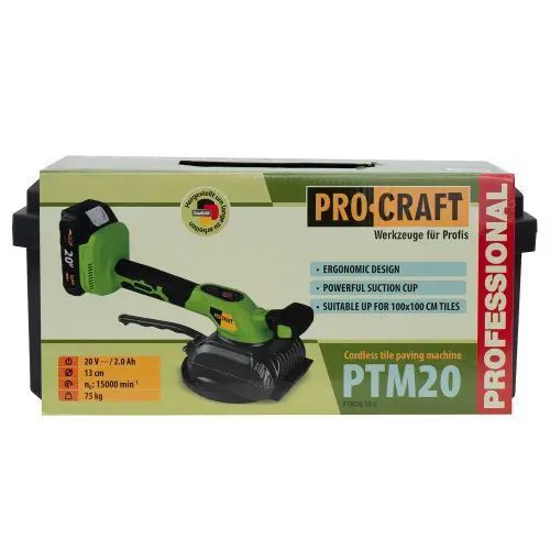 Аккумуляторная виброприсоска для плитки Procraft PTM20 (1 АКБ и зар. устр., кейс) 9974143 фото