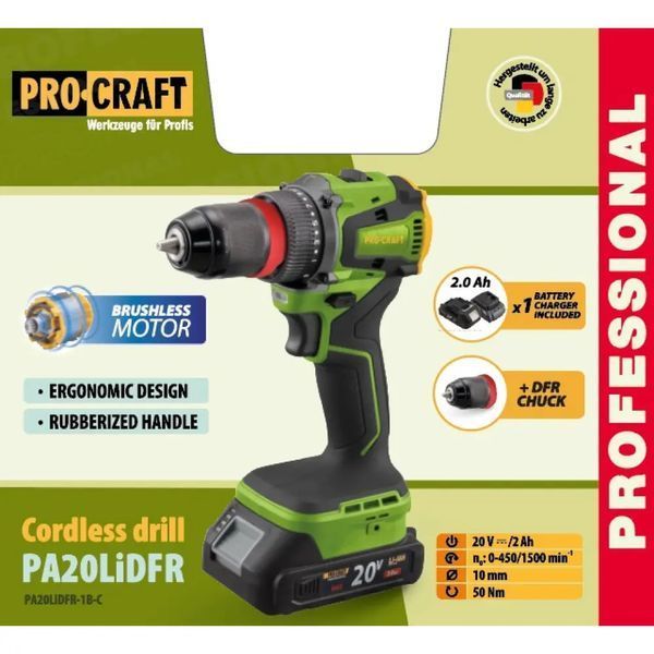 Шуруповерт Procraft PA20Li DFR (1 АКБ 2Ач, ЗП) КЕЙС 3868097 фото